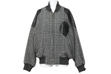ISSEY MIYAKE IS イッセイミヤケ ツモリチサト期 ロゴ レザー×ツイード ジャケット 9号 RG33056 グレー 美品 中古 50153