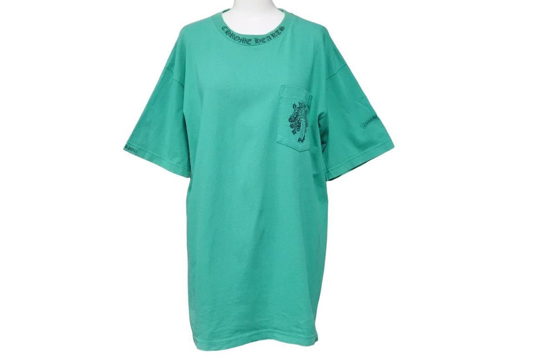 CHROME HEARTS クロムハーツ 半袖Ｔシャツ ボルドー ダガー 首ロゴ コットン グレーン サイズL 美品 中古 50259