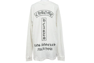 CHROME HEARTS クロムハーツ 長袖Ｔシャツ カットソー サイズM ロゴ入り ホワイト コットン 良品 中古 50270