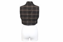 Load image into Gallery viewer, 極美品 CELINE セリーヌ クロップトップ 21AW フランネル チェック 2B543344P ブラウン サイズ38 レーヨン ウール 中古 50523