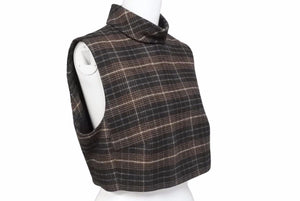 極美品 CELINE セリーヌ クロップトップ 21AW フランネル チェック 2B543344P ブラウン サイズ38 レーヨン ウール 中古 50523