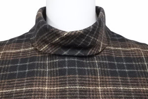 極美品 CELINE セリーヌ クロップトップ 21AW フランネル チェック 2B543344P ブラウン サイズ38 レーヨン ウール 中古 50523