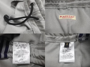 極美品 KAPITAL キャピタル K2410LP073 スムースジャージー スタントマン&amp;ウーマン スーパーバギートラックパンツ バナーストライプ グレー サイズ1 中古 50588 