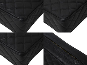 CHANEL シャネル ビジューチェーンショルダーバッグ マトラッセ 玉付きキャビアスキン 2番台 1992年 ブラック 美品 中古 50603