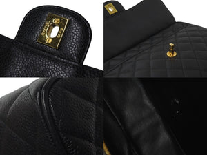 CHANEL シャネル ビジューチェーンショルダーバッグ マトラッセ 玉付きキャビアスキン 2番台 1992年 ブラック 美品 中古 50603