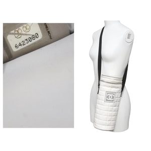 CHANEL シャネル SPORTSLINE スポーツライン ドリンクケース ショルダー ナイロン ホワイト ブラック シルバー 美品 中古 50625