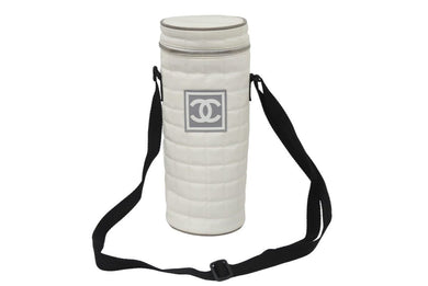 CHANEL シャネル SPORTSLINE スポーツライン ドリンクケース ショルダー ナイロン ホワイト ブラック シルバー 美品 中古 50625