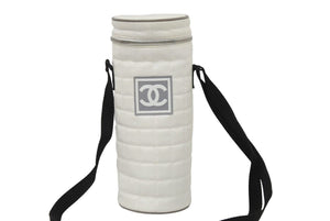 CHANEL シャネル SPORTSLINE スポーツライン ドリンクケース ショルダー ナイロン ホワイト ブラック シルバー 美品 中古 50625