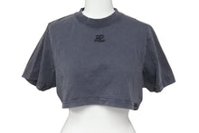 Load image into Gallery viewer, courreges paris クレージュ 半袖Tシャツ クロップド XS 223JTS077JS00719071 グレー コットン 美品 中古 50807
