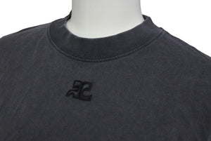 courreges paris クレージュ 半袖Tシャツ クロップド XS 223JTS077JS00719071 グレー コットン 美品 中古 50807