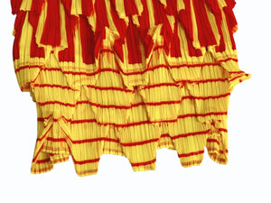 極美品 ISSEY MIYAKE イッセイミヤケ プリーツ 長袖カットソー IM84-FJ966 サイズM ポリエステル レッド イエロー 中古 4b005083