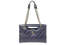 Load image into Gallery viewer, CHANEL シャネル ボーイシャネル ココマーク 2WAYチェーンショルダーバッグ 23番台 レザー ネイビー シルバー 美品 中古 51006