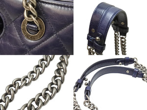 CHANEL シャネル ボーイシャネル ココマーク 2WAYチェーンショルダーバッグ 23番台 レザー ネイビー シルバー 美品 中古 51006