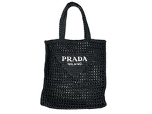 画像をギャラリービューアに読み込む, 同様品 PRADA プラダ ラフィア トートバッグ カゴバッグ1BG393 ストロー ウィッカー ブラック ホワイト 中古 51080 