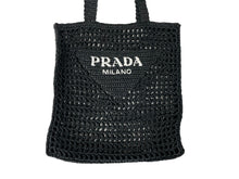 画像をギャラリービューアに読み込む, 同様品 PRADA プラダ ラフィア トートバッグ カゴバッグ1BG393 ストロー ウィッカー ブラック ホワイト 中古 51080 