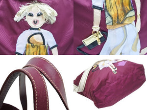 PRADA プラダ ロボットモチーフナイロンショルダーバッグ 2WAYバッグ BR2897 イタリア製 ナイロン レザー ボルドー 美品 中古 51131