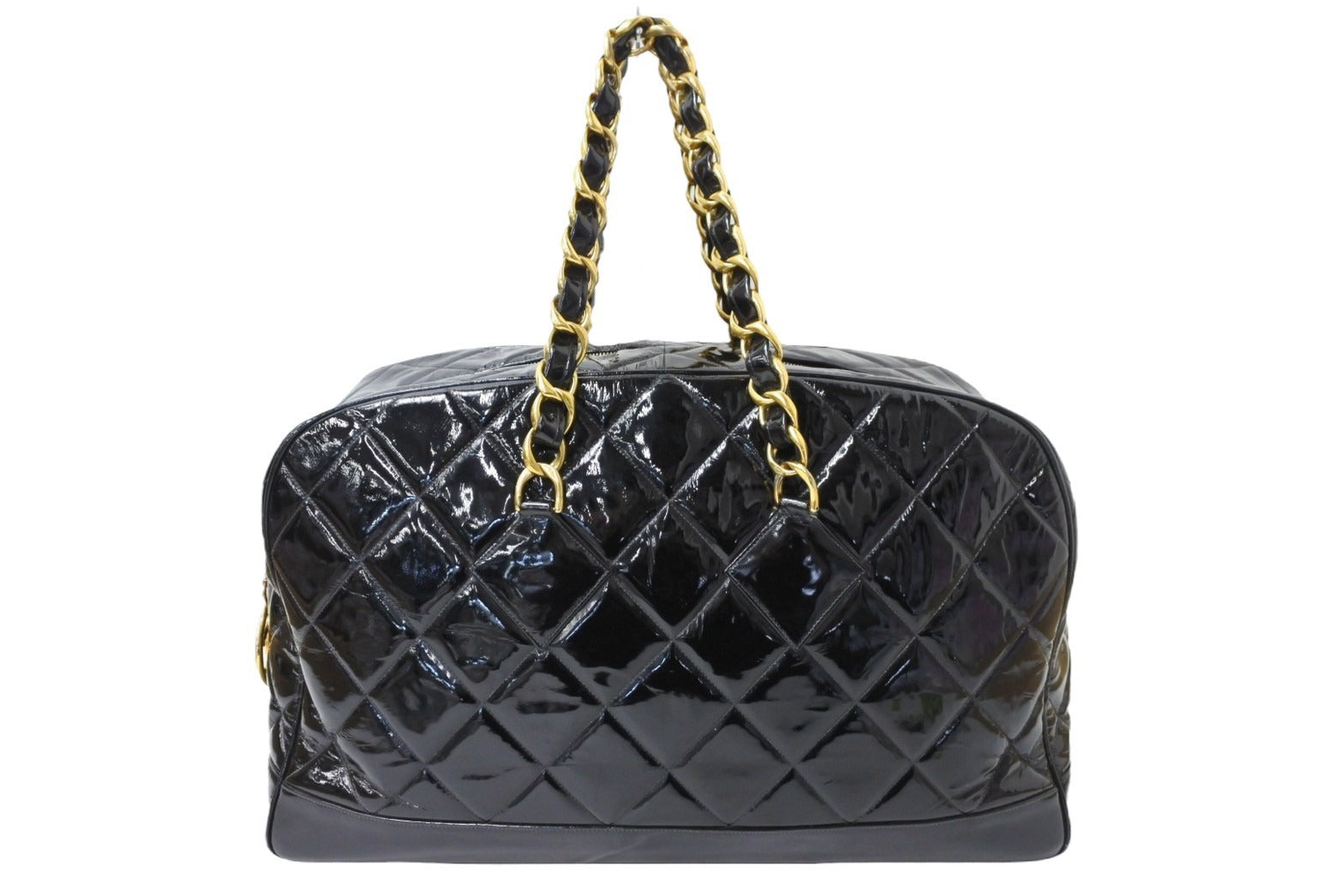 CHANEL シャネル マトラッセ エナメル チェーン ボストンバッグ 2番台 