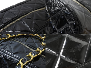 CHANEL シャネル マトラッセ エナメル チェーン ボストンバッグ 2番台 ブラック 黒 ゴールド金具 ココマーク 中古 51143