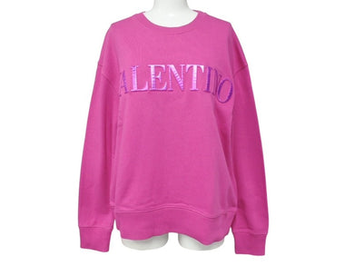 極美品 Valentino ヴァレンチノ ロゴ クルーネックスウェットシャツ XB3MF14Y6WT コットン ピンク サイズS 中古 4b005118