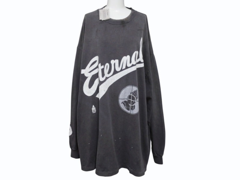 新品未使用 SAINT Mxxxxxx FEAR OF GOD セントマイケル フィアーオブゴット 長袖Ｔシャツ sm-hr8-0000-c02-blk コットン ブラック 中古 4b005121