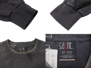 新品未使用 SAINT Mxxxxxx FEAR OF GOD セントマイケル フィアーオブゴット 長袖Ｔシャツ sm-hr8-0000-c02-blk コットン ブラック 中古 4b005121