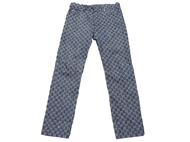 GUCCI グッチ GGロゴエコウォッシュド ズボン パンツ 649110 XDBIP サイズ 34 ブラウン インディゴブルー 美品 中古 51378