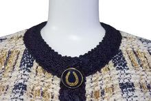 Load image into Gallery viewer, 新品同様 GUCCI グッチ ツイードジャケット アウター 691452 ZAIU7 イタリア製 ベージュ ネイビー ゴールド サイズ40 中古 51380