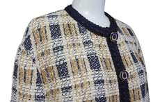 Load image into Gallery viewer, 新品同様 GUCCI グッチ ツイードジャケット アウター 691452 ZAIU7 イタリア製 ベージュ ネイビー ゴールド サイズ40 中古 51380