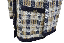 Load image into Gallery viewer, 新品同様 GUCCI グッチ ツイードジャケット アウター 691452 ZAIU7 イタリア製 ベージュ ネイビー ゴールド サイズ40 中古 51380