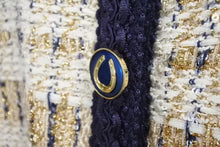 Load image into Gallery viewer, 新品同様 GUCCI グッチ ツイードジャケット アウター 691452 ZAIU7 イタリア製 ベージュ ネイビー ゴールド サイズ40 中古 51380
