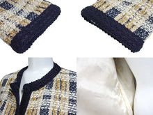 Load image into Gallery viewer, 新品同様 GUCCI グッチ ツイードジャケット アウター 691452 ZAIU7 イタリア製 ベージュ ネイビー ゴールド サイズ40 中古 51380