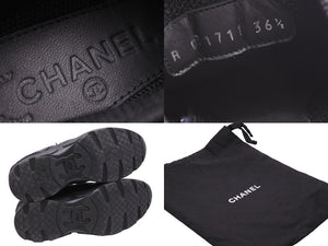 CHANEL シャネル スニーカー レディース ココマーク RG31711 ブラック レザー サイズ36.5 シルバー金具 美品 中古 51510