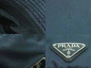 PRADA プラダ ハット 三角プレート ネイビー ロゴ 帽子 小物 ナイロン サイズL 2HC137 美品 中古 51637