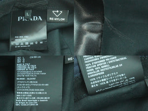 PRADA プラダ ハット 三角プレート ネイビー ロゴ 帽子 小物 ナイロン サイズL 2HC137 美品 中古 51637