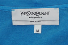 画像をギャラリービューアに読み込む, YVES SAINT LAURENT イヴ・サンローラン タンクトップ・ノースリーブ ロゴ入り ブルー 2004ss 美品 中古 51699 