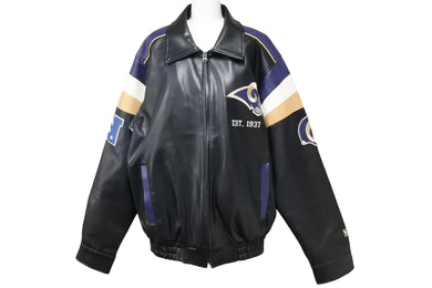 ST.LOUIS RAMS セントルイスラムズ レザージャケット ライダース 58RG0034LA00U053 ネイビー ブラック ベージュ S 美品 中古 51725