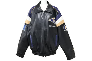 ST.LOUIS RAMS セントルイスラムズ レザージャケット ライダース 58RG0034LA00U053 ネイビー ブラック ベージュ S 美品 中古 51725