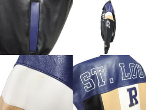 ST.LOUIS RAMS セントルイスラムズ レザージャケット ライダース 58RG0034LA00U053 ネイビー ブラック ベージュ S 美品 中古 51725