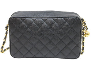極美品 CHANEL シャネル マトラッセ チェーン ショルダーバッグ 3番台 ボール ココマーク キャビア ブラック 中古 51272