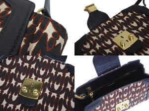 MIUMIU ミュウミュウ ジャガード マドラス ショルダーバッグ ブラック ゴートレザー 5BH131 ロゴ ゴールド金具 美品 中古 4b005175