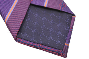 GUCCI グッチ ネクタイ ストライプ トムブラウン期 GG柄 ロゴ シルク パープル ブルー オレンジ レッド 美品 中古 51802 