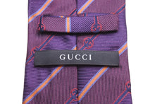 画像をギャラリービューアに読み込む, GUCCI グッチ ネクタイ ストライプ トムブラウン期 GG柄 ロゴ シルク パープル ブルー オレンジ レッド 美品 中古 51802 