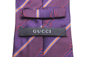 GUCCI グッチ ネクタイ ストライプ トムブラウン期 GG柄 ロゴ シルク パープル ブルー オレンジ レッド 美品 中古 51802 