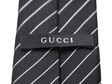 画像をギャラリービューアに読み込む, GUCCI グッチ ネクタイ フォードトム期ストライプ 服飾小物 ブランドロゴ シルク ブラック シルバー ゴールド 美品 中古 51813 