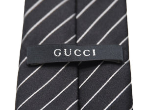 GUCCI グッチ ネクタイ フォードトム期ストライプ 服飾小物 ブランドロゴ シルク ブラック シルバー ゴールド 美品 中古 51813 