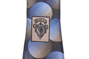 GUCCI グッチ ネクタイ 水玉総柄 服飾小物 トムフォード期 シルク ブルー ゴールド ブラック 美品 中古 51814 