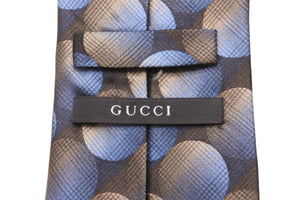 GUCCI グッチ ネクタイ 水玉総柄 服飾小物 トムフォード期 シルク ブルー ゴールド ブラック 美品 中古 51814 