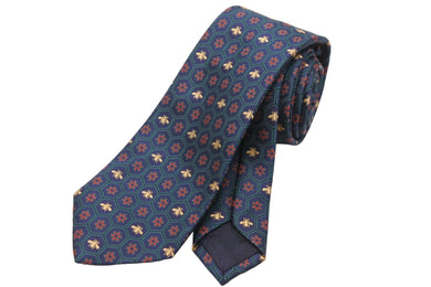 GUCCI グッチ ミケーレ ネクタイ 極美品 メンズ ネイビー レッド グリーン 148x7cm GGデザイン 中古 51816 