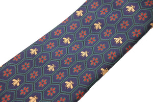 GUCCI グッチ ミケーレ ネクタイ 極美品 メンズ ネイビー レッド グリーン 148x7cm GGデザイン 中古 51816 
