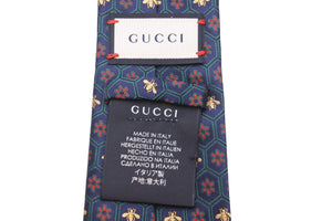 GUCCI グッチ ミケーレ ネクタイ 極美品 メンズ ネイビー レッド グリーン 148x7cm GGデザイン 中古 51816 